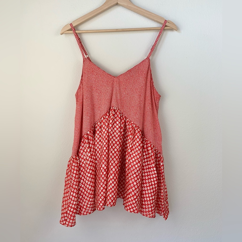 Hatch Maternity red and white floral strappy tank top